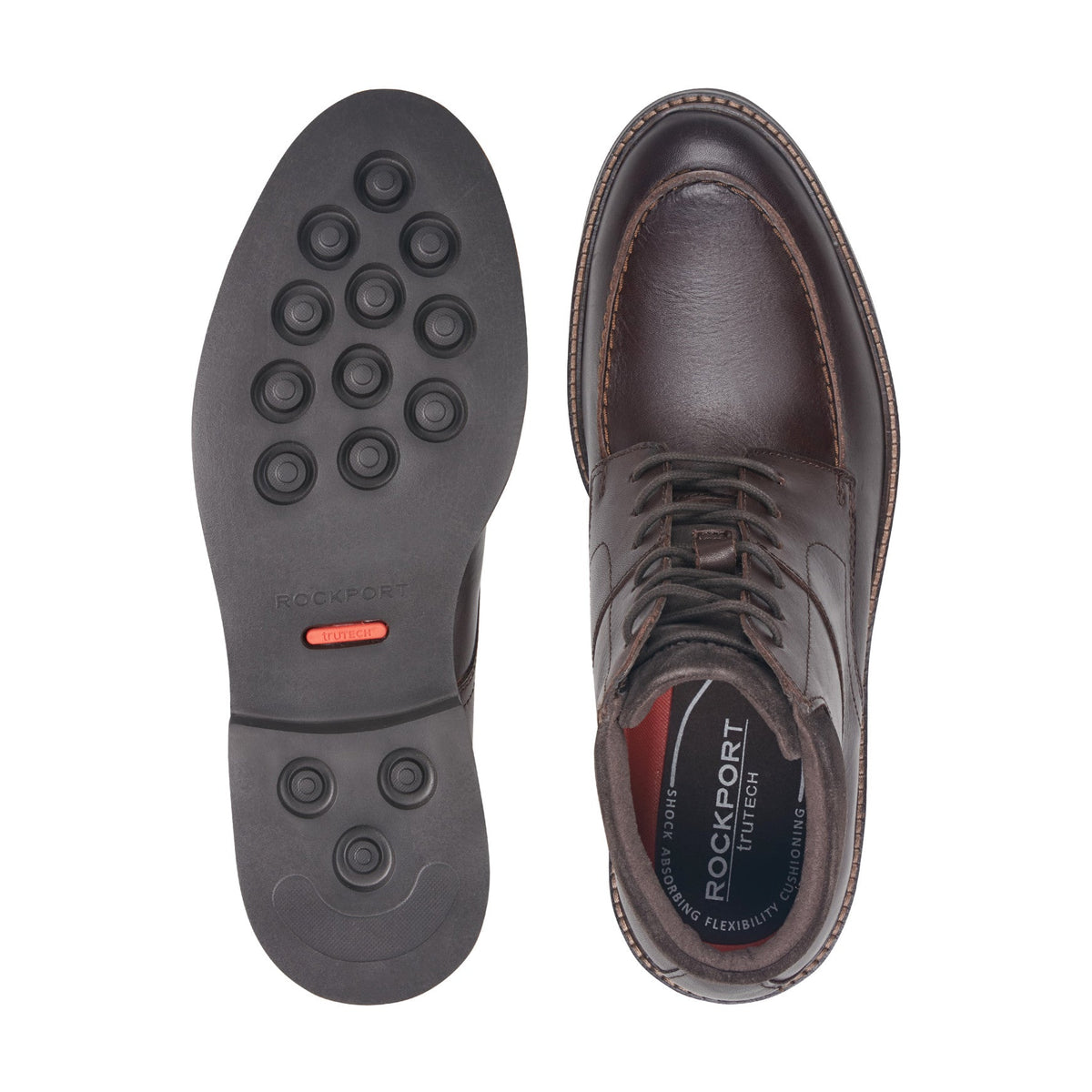 Rockport New | Men Macklin Moc Toe Lace-Up Leather Boots