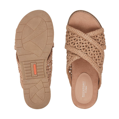 Rockport Latest | Women Zora Open Toe Slip-on Flat Casual Sandals